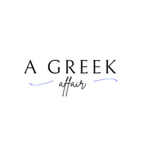 A Greek Affair Logo in black writing on white background